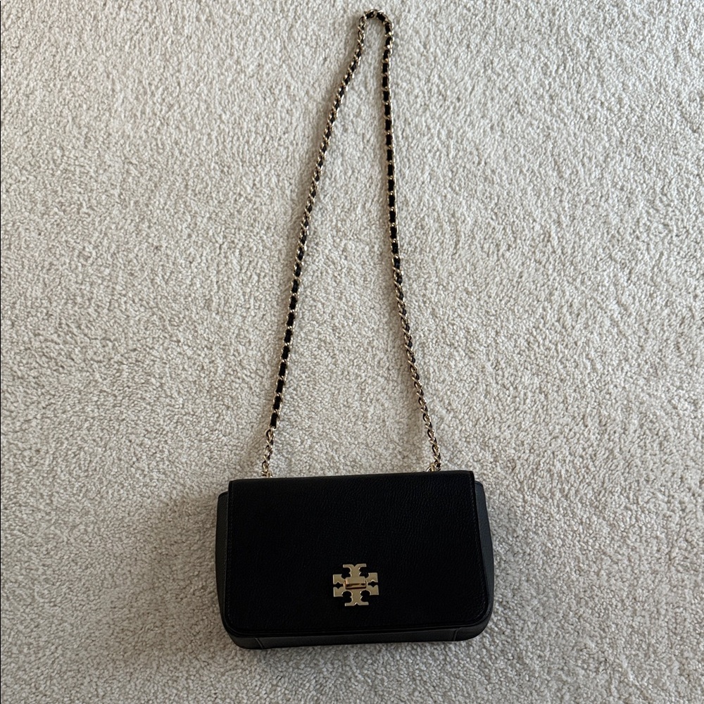 Tory Burch Black Crossbody Bag with Gold Chain